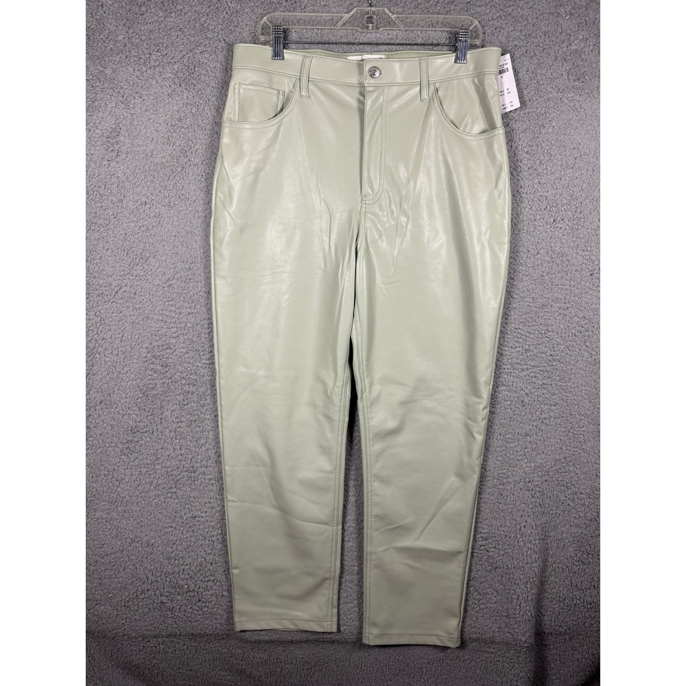 NWT Abercrombie & Fitch The 90s Straight Ultra High Rise Vegan Leather Pants 32